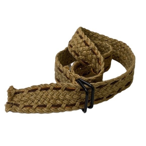 Jute Belt Weave Double Buckle Stripe Detail Boho Cottagecore Woven - Picture 1 of 11